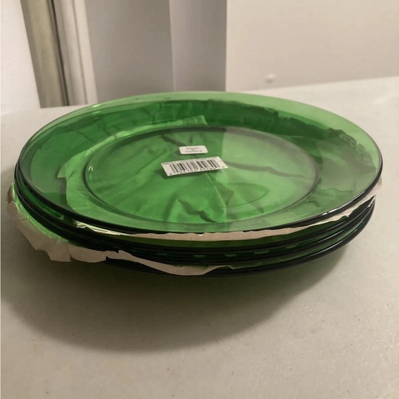 NOS Arcoroc Set Of 4 Emerald Classique Green Dessert 7 3/4” Glass Plates - Picture 6 of 9